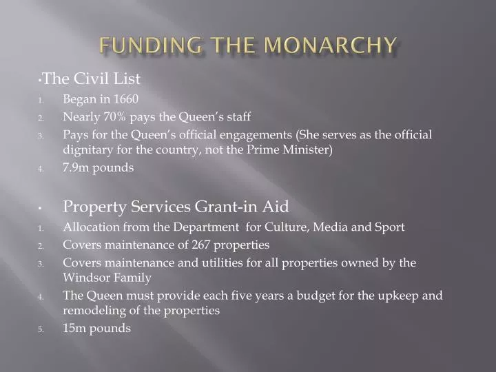 funding the monarchy