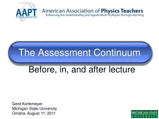 The Assessment Continuum
