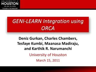 GENI-LEARN Integration using ORCA