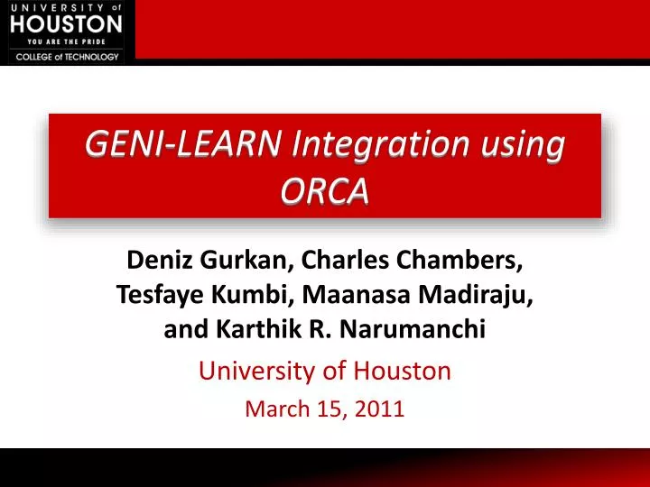 geni learn integration using orca
