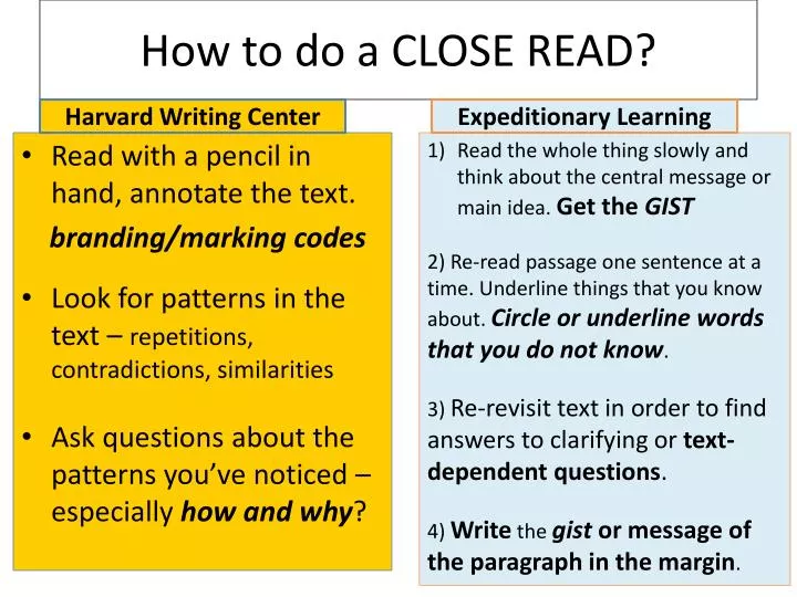 how to do a close read