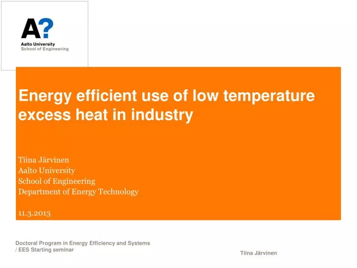 energy efficient use of low temperature excess heat in industry
