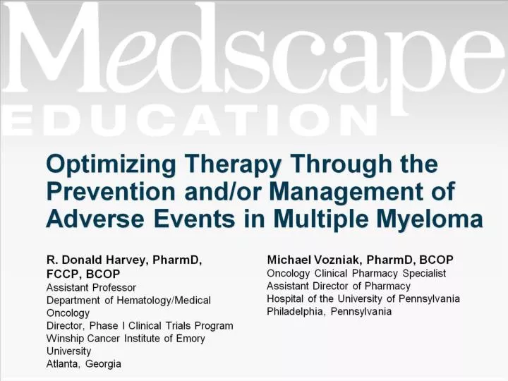 optimizing therapy through the prevention and or management of adverse events in multiple myeloma