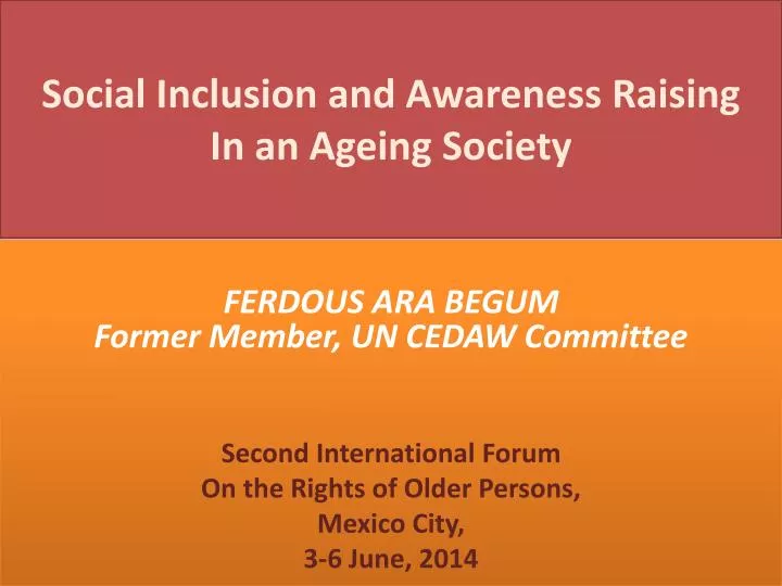 social inclusion and awareness raising in an ageing society