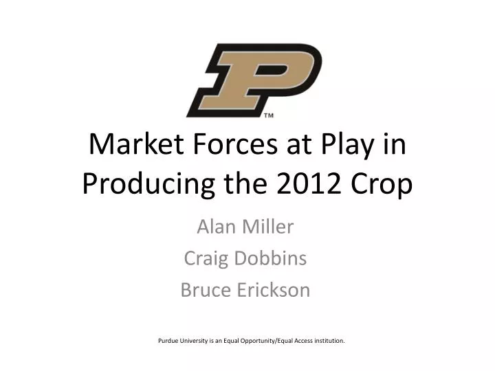 market forces at play in producing the 2012 crop