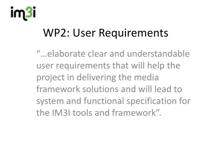 wp2 user requirements