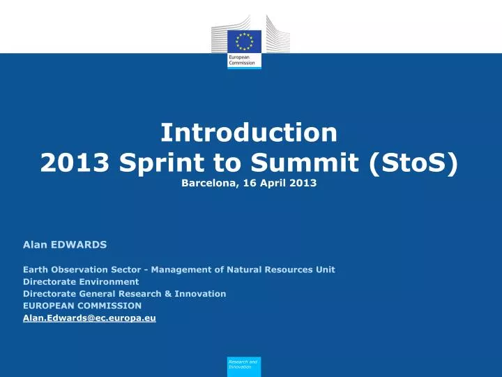 introduction 2013 sprint to summit stos barcelona 16 april 2013
