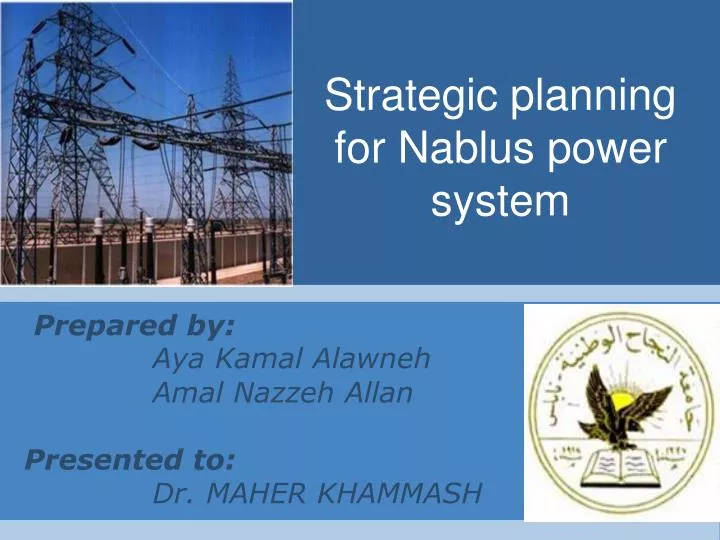 strategic planning for nablus power system