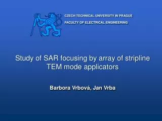 Study of SAR focusing by array of stripline TEM mode applicators B arbora Vrbov á , Jan Vrba