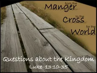 Questions about the Kingdom Luke 13:10-35