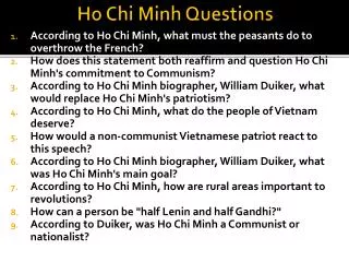 Ho Chi Minh Questions