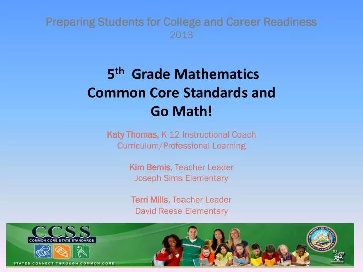 5 th grade mathematics common core standards and go math