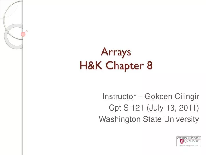 arrays h k chapter 8