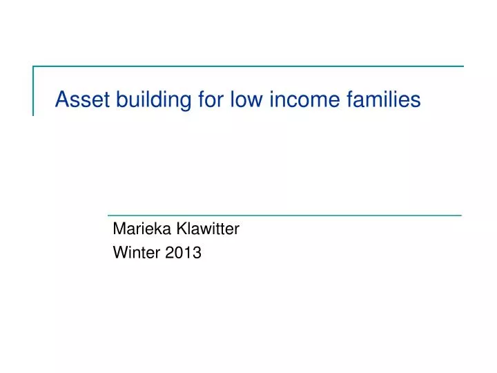 asset building for low income families