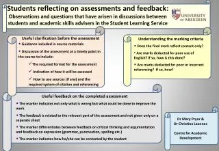Students reflecting on assessments and feedback: