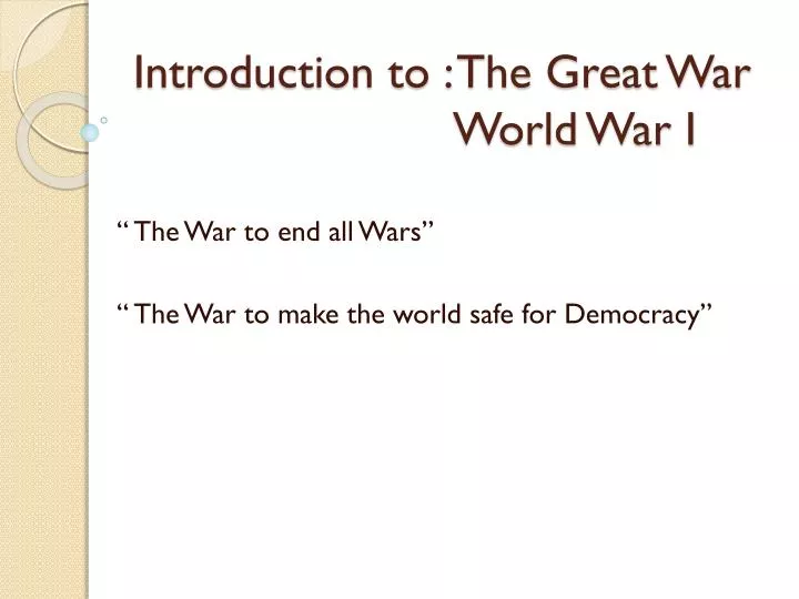 introduction to the great war world war i
