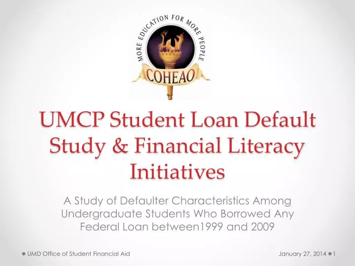 umcp student loan default study financial literacy initiatives