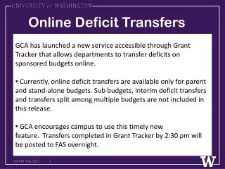 Online Deficit Transfers