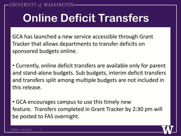 online deficit transfers