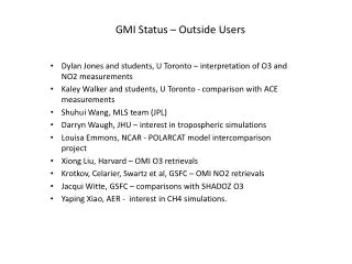 GMI Status – Outside Users
