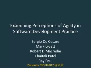 Examining Perceptions of Agility in Software Development Practice
