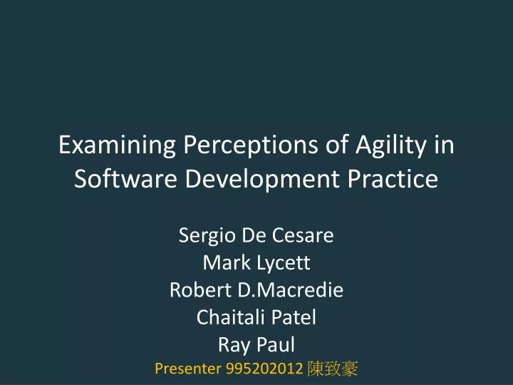 examining perceptions of agility in software development practice