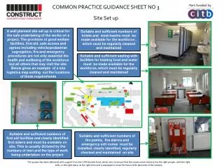 COMMON PRACTICE GUIDANCE SHEET NO 3 Site Set up