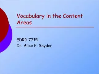 Vocabulary in the Content Areas