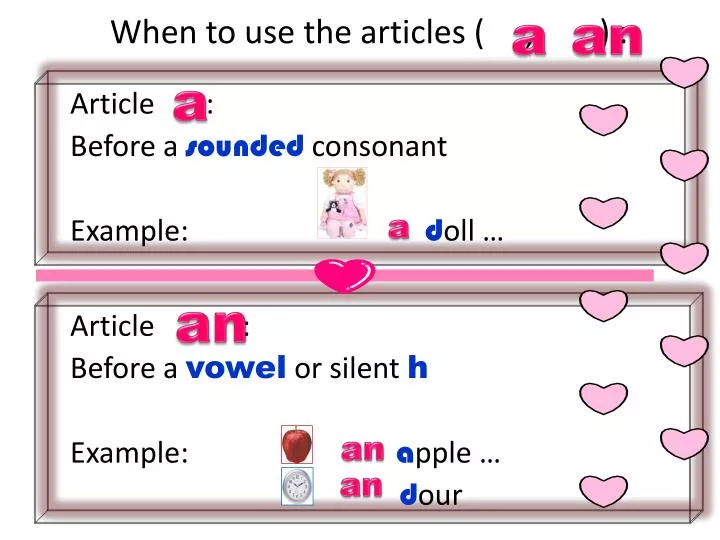 when to use the articles