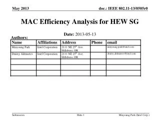 MAC Efficiency Analysis for HEW SG