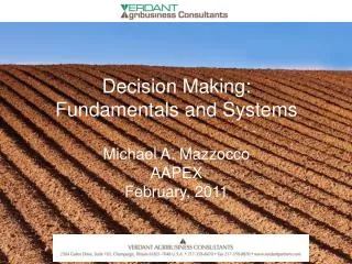Decision Making: Fundamentals and Systems Michael A. Mazzocco AAPEX February, 2011
