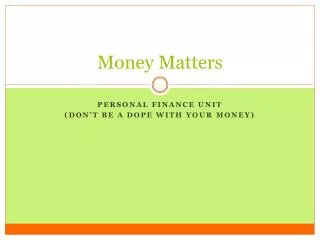 money matters