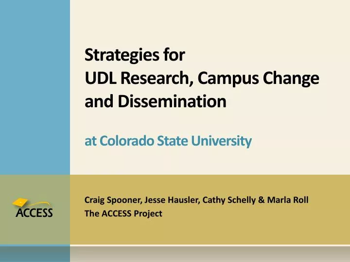 strategies for udl research campus change and dissemination at colorado state university