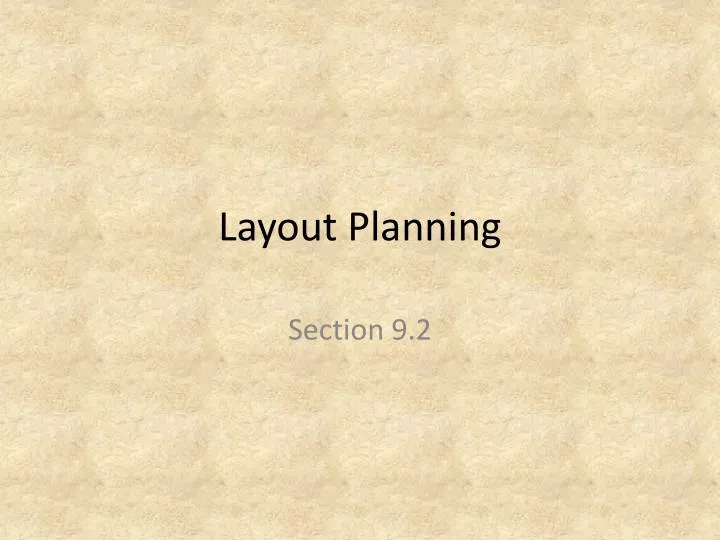 layout planning