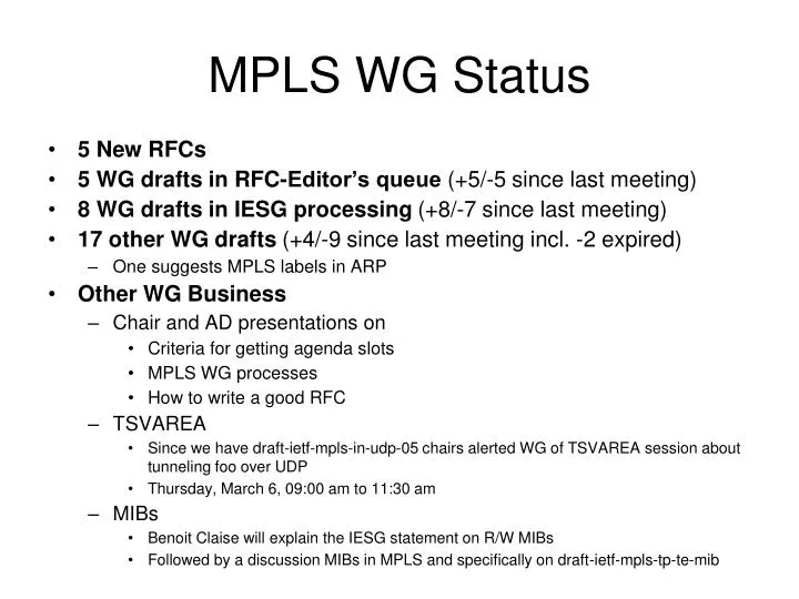 mpls wg status