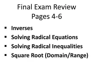 Final Exam Review Pages 4-6