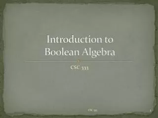 Introduction to Boolean Algebra