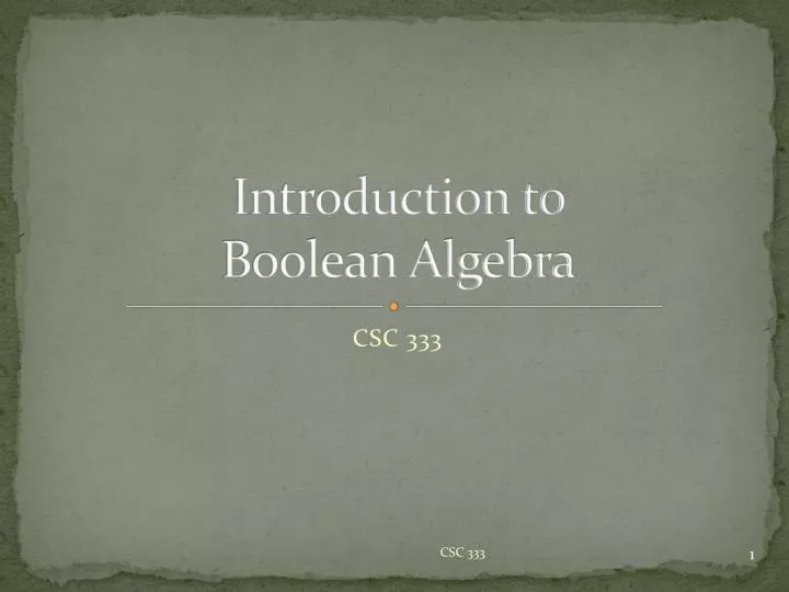 introduction to boolean algebra