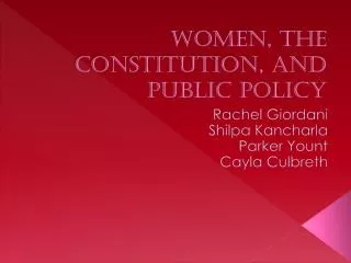 Women, the Constitution, and Public Policy