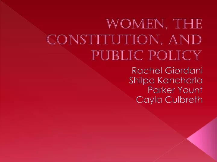 women the constitution and public policy