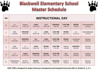 Blackwell Elementary School Master Schedule
