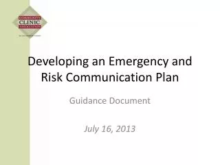 Developing an Emergency and Risk Communication Plan