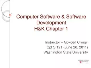Computer Software &amp; Software Development H&amp;K Chapter 1