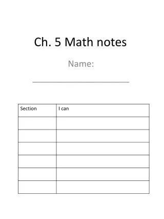 Ch. 5 Math notes