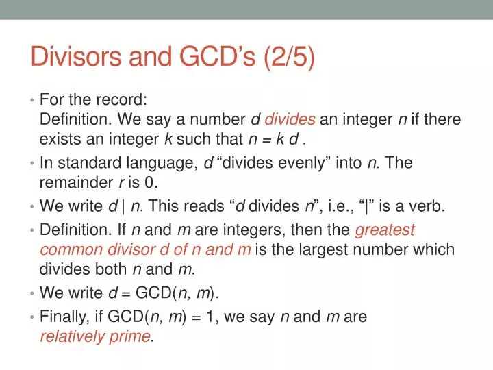 divisors and gcd s 2 5