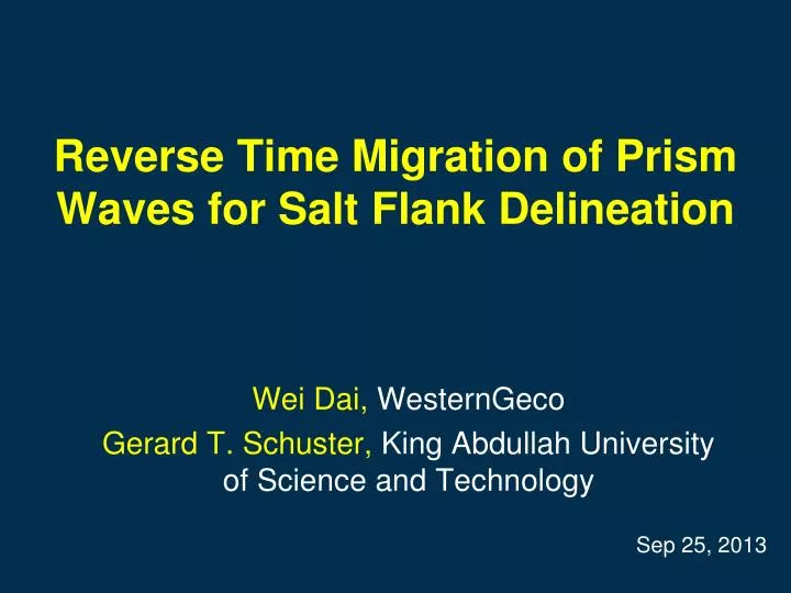 reverse time migration of prism waves for salt flank delineation