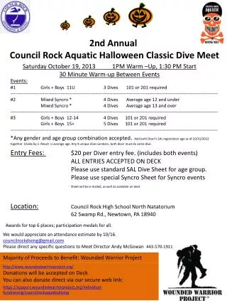 2nd Annual Council Rock Aquatic Halloween Classic Dive Meet