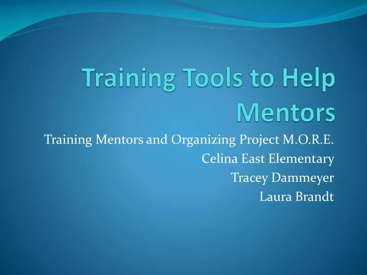 training tools to help mentors