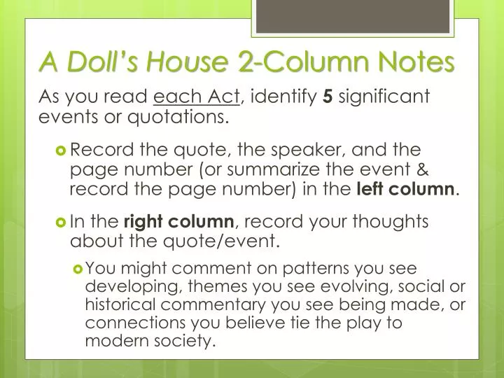 a doll s house 2 column notes