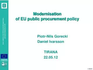 Modernisation of EU public procurement policy